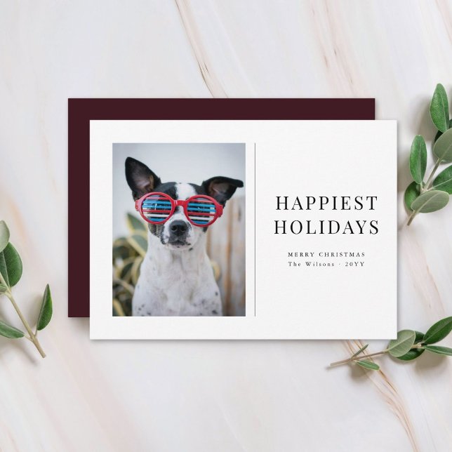 Happiest Holidays Funny Dog Photo Christmas Card (Creator Uploaded)