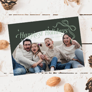 Happiest Holidays Green Christmas Holiday Card
