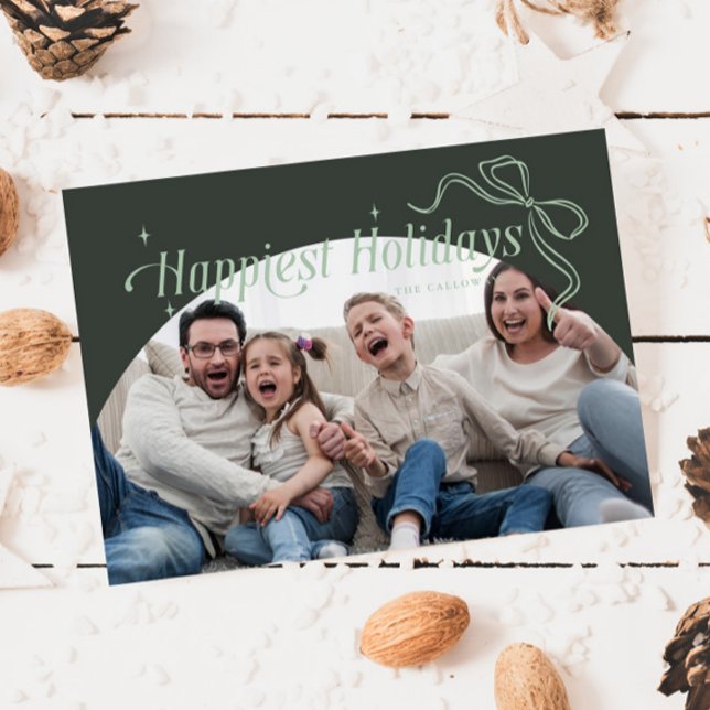 Happiest Holidays Green Christmas Holiday Card (Creator Uploaded)