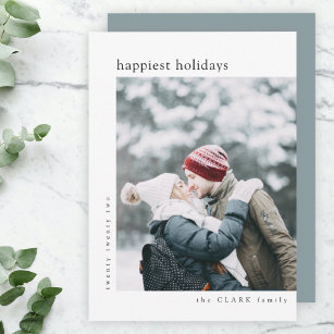 Happiest Holidays   Minimal Stylish Christmas Grey Holiday Card
