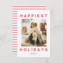Happiest Holidays Minimalist Photo Card - red