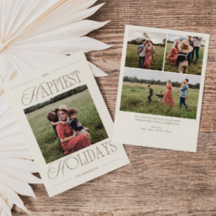 Happiest Holidays Modern Soft Neutral Photo Holiday Card
