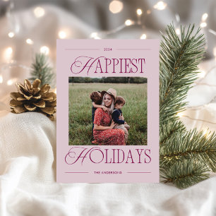Happiest Holidays Modern Wine Photo Holiday Card