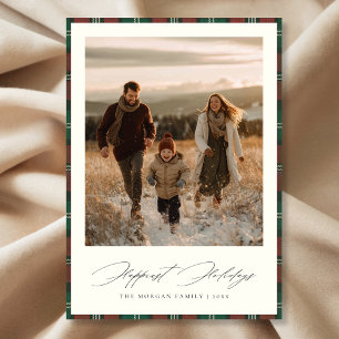 Happiest Holidays Photo Plaid Christmas Card