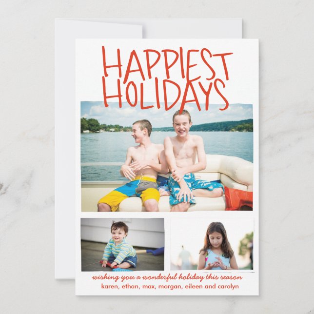 Happiest Holidays Red Holiday Card (Front)