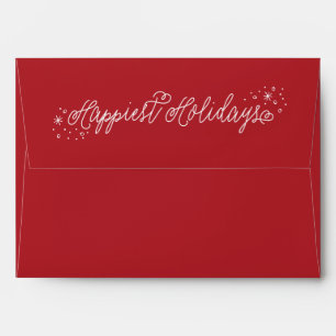 Happiest Holidays Script Red Christmas Envelope