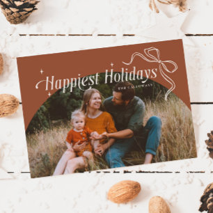 Happiest Holidays Terracott Christmas Holiday Card