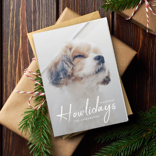 Happiest Howlidays   Dog Photo Christmas Minimal H Holiday Card