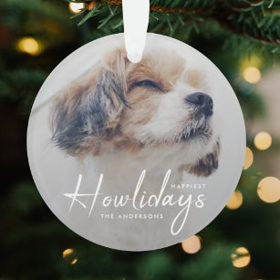 Happiest Howlidays   Dog Photo Christmas Minimal Ornament