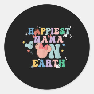 Happiest Nana On Earth Groovy Mum Mothers Day _1 Classic Round Sticker