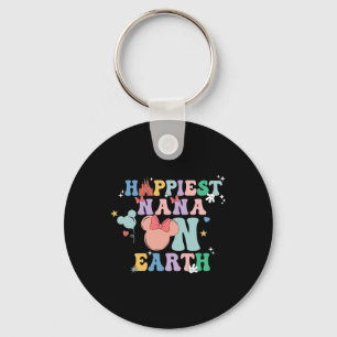 Happiest Nana On Earth Groovy Mum Mother's Day 2  Key Ring