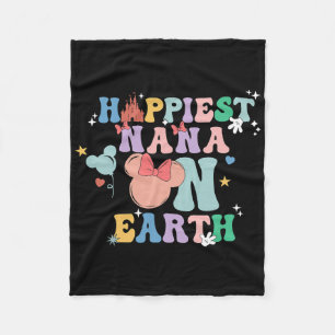 Happiest Nana On Earth Groovy Mum Mother's Day Fleece Blanket