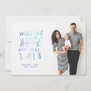 HAPPIEST NEW YEAR (FULL BLEED PHOTO) UNICORN HOLIDAY CARD