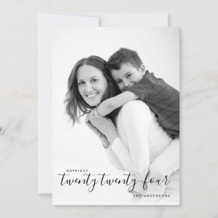 Happiest Twenty twenty-four black New Year's photo Holiday Card