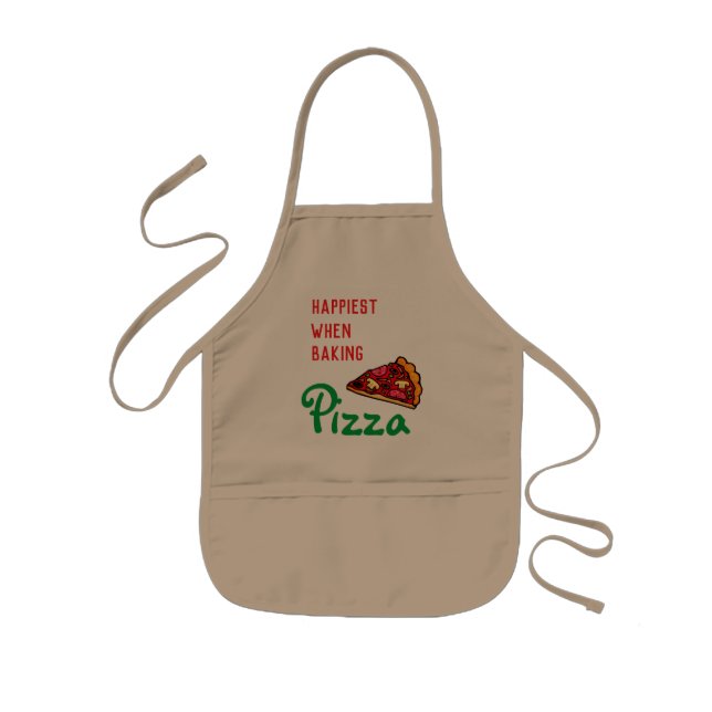  Happiest  when   baking Pizza  Kids' Apron (Front)