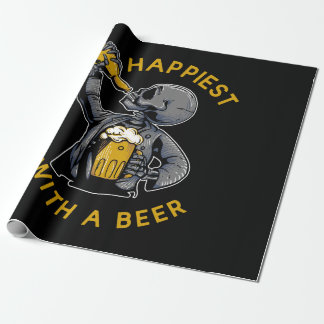 happiest with a beer with skeleton carrying a cup wrapping paper
