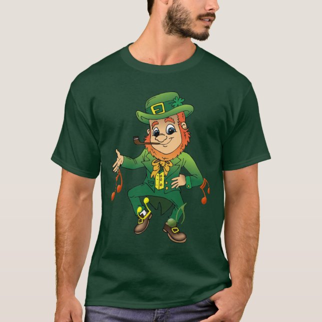 Happily Dancing Irish Leprechaun T-Shirt (Front)