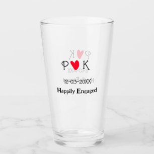 Happily Engaged add couple name letter date year h Glass