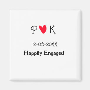 Happily Engaged add couple name letter date year h Magnet