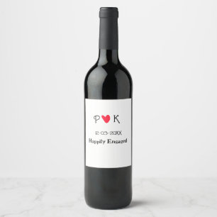 Happily Engaged add couple name letter date year h Wine Label