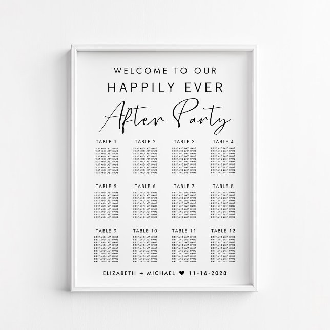 Happily Ever After 12 Table Wedding Seating Chart (Creator Uploaded)