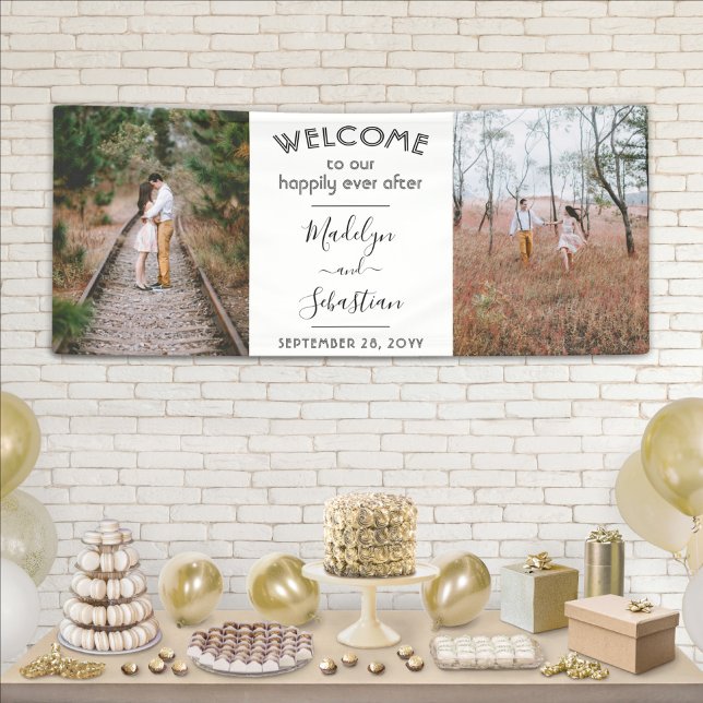 Happily Ever After 2 Photo Simple Wedding Welcome Banner (Creator Uploaded)