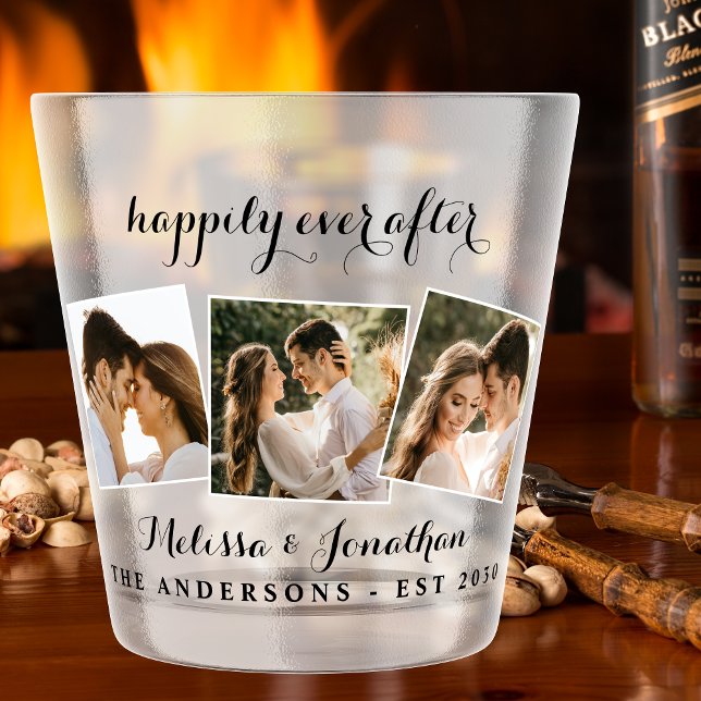 Happily Ever After 3 Photo Bride Groom Wedding Sho Shot Glass (Creator Uploaded)