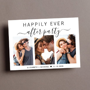 Happily Ever After 3 Photo Wedding Reception Invitation
