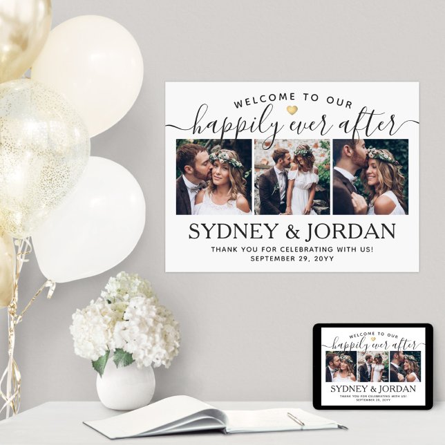 Happily Ever After 3 Photo Wedding Welcome Script Poster (Creator Uploaded)
