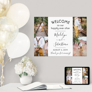 Happily Ever After 4 Photo Wedding Welcome 18x24 Poster