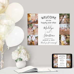Happily Ever After 6 Photo Collage Wedding Welcome Poster