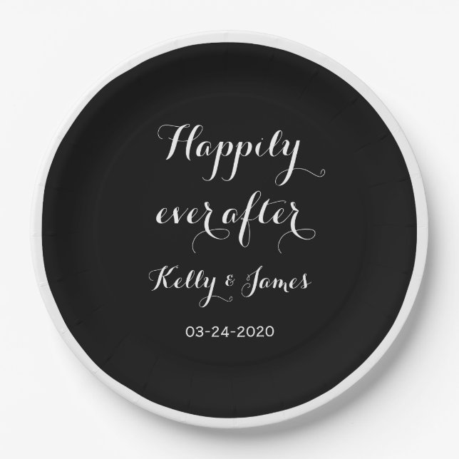Happily Ever After 9" Wedding Paper Plates (Front)