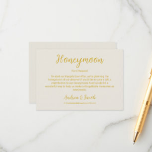 Happily Ever After Alabaster Gold Honeymoon Fund Enclosure Card