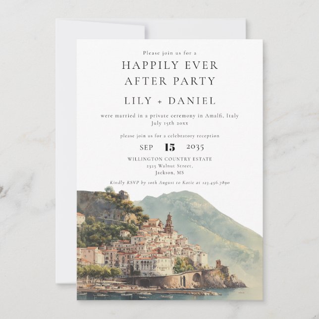 Happily Ever After Amalfi Wedding Photo Invitation (Front)