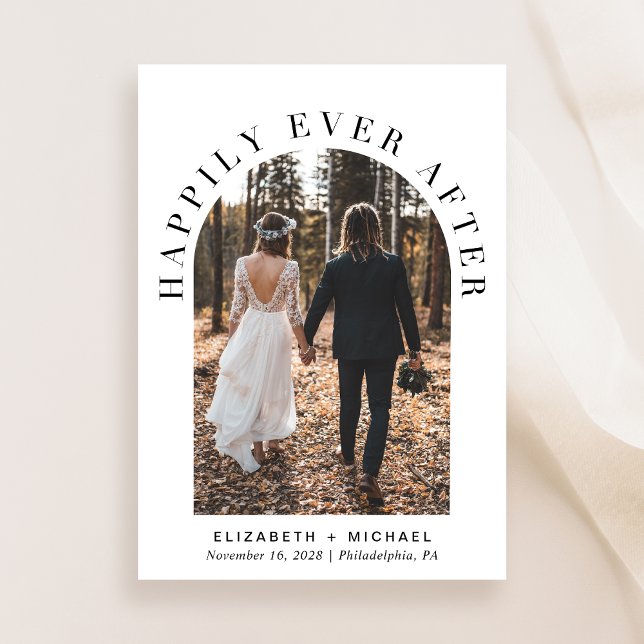 Happily Ever After Arch Photo Wedding Announcement (Creator Uploaded)