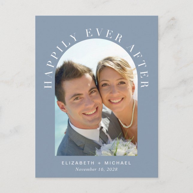 Happily Ever After Arch Photo Wedding Reception Announcement Postcard (Front)