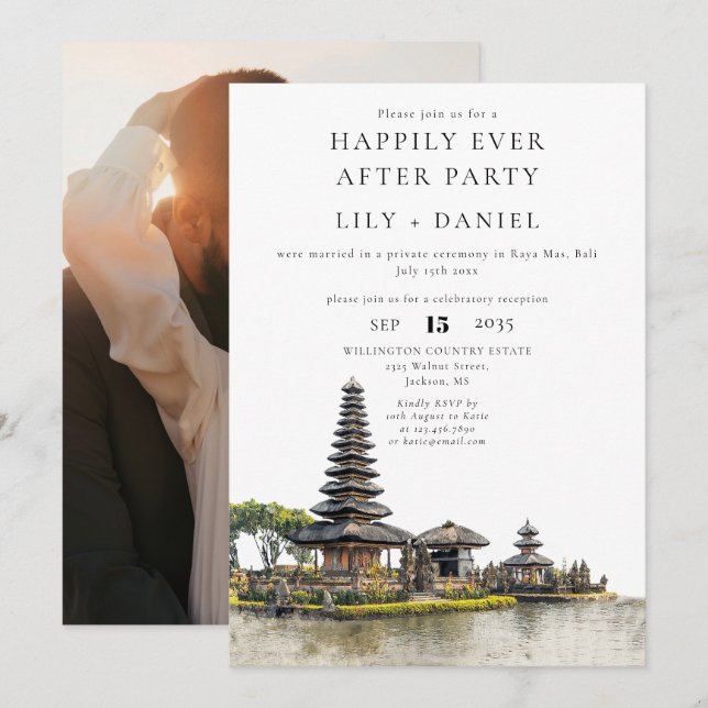 Happily Ever After Bali Wedding Photo Invitation (Front/Back)