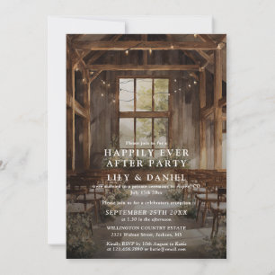 Happily Ever After Barn String Lights Wedding Invitation