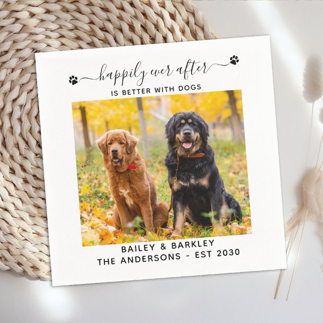 Happily Ever After Better With Dogs Pet Wedding Napkin (Creator Uploaded)