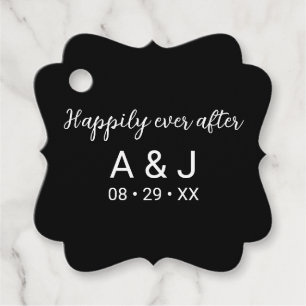 Happily Ever After Black and White Favour Tags