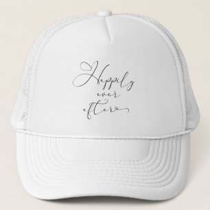 Happily Ever After Black Typography White Wedding Trucker Hat
