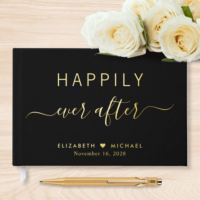 Happily Ever After Black Wedding Guest Book (Creator Uploaded)