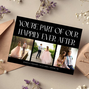 Happily Ever After Black Wedding Photo Thank You Card