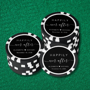 Happily Ever After Black White Wedding Poker Chips