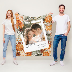 Happily Ever After Boho Winter Holiday Wedding Fleece Blanket