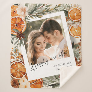 Happily Ever After Boho Winter Holiday Wedding Sherpa Blanket