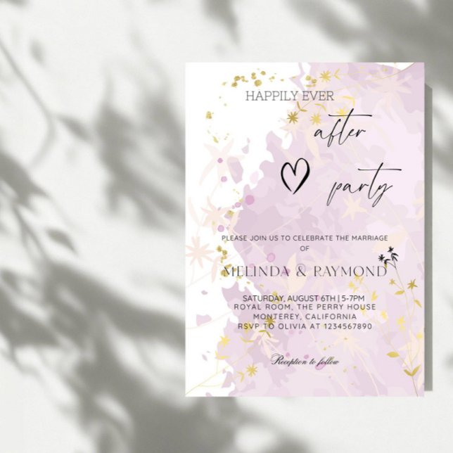 Happily Ever After Botanical Purple Wedding Party Invitation (Creator Uploaded)