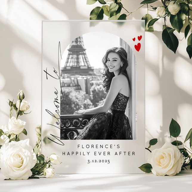 Happily ever After Bridal Shower photo Welcome Acrylic Sign (Creator Uploaded)