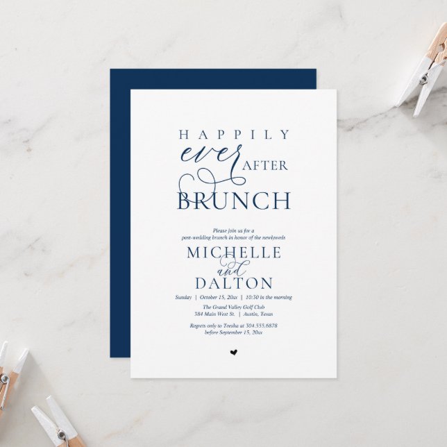 Happily Ever After Brunch Beautiful Post Wedding Invitation (Front/Back In Situ)
