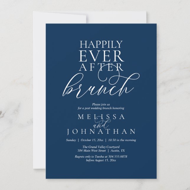 Happily Ever After Brunch, Modern Classy Wedding Invitation (Front)